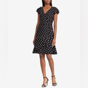 🖤Nanette Lepore Black and White Midi Dress V-Neck Flutter Sleeve NWT 448.00